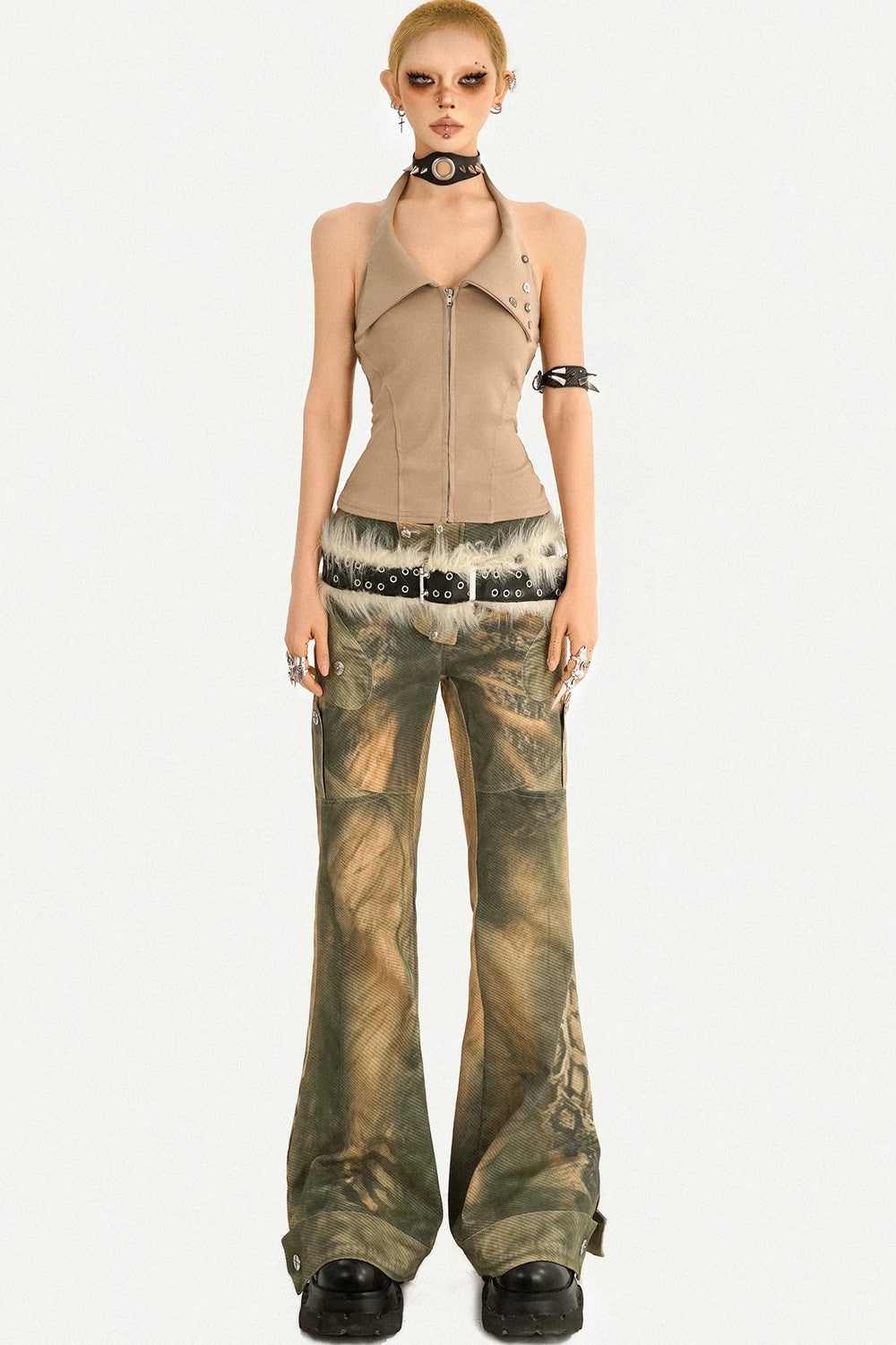 Lapel Zipper Sleeveless Vest