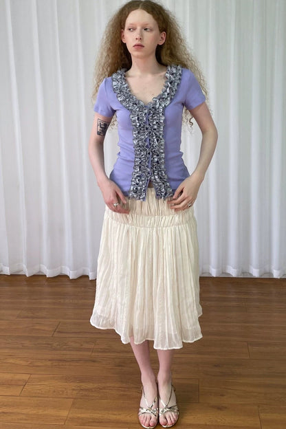Purple Lace V-Neck Blouse