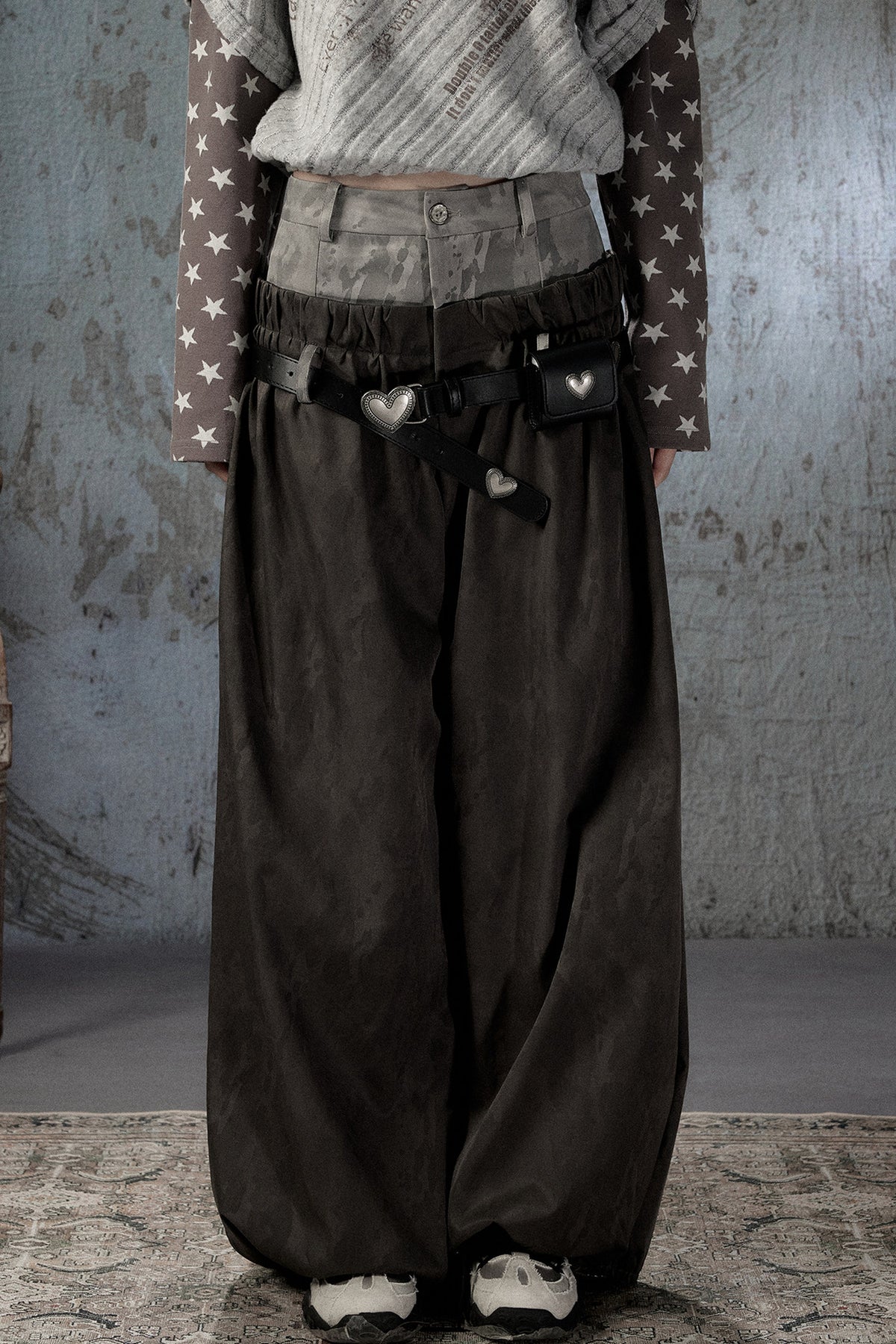 Double-Waist Belted Pants