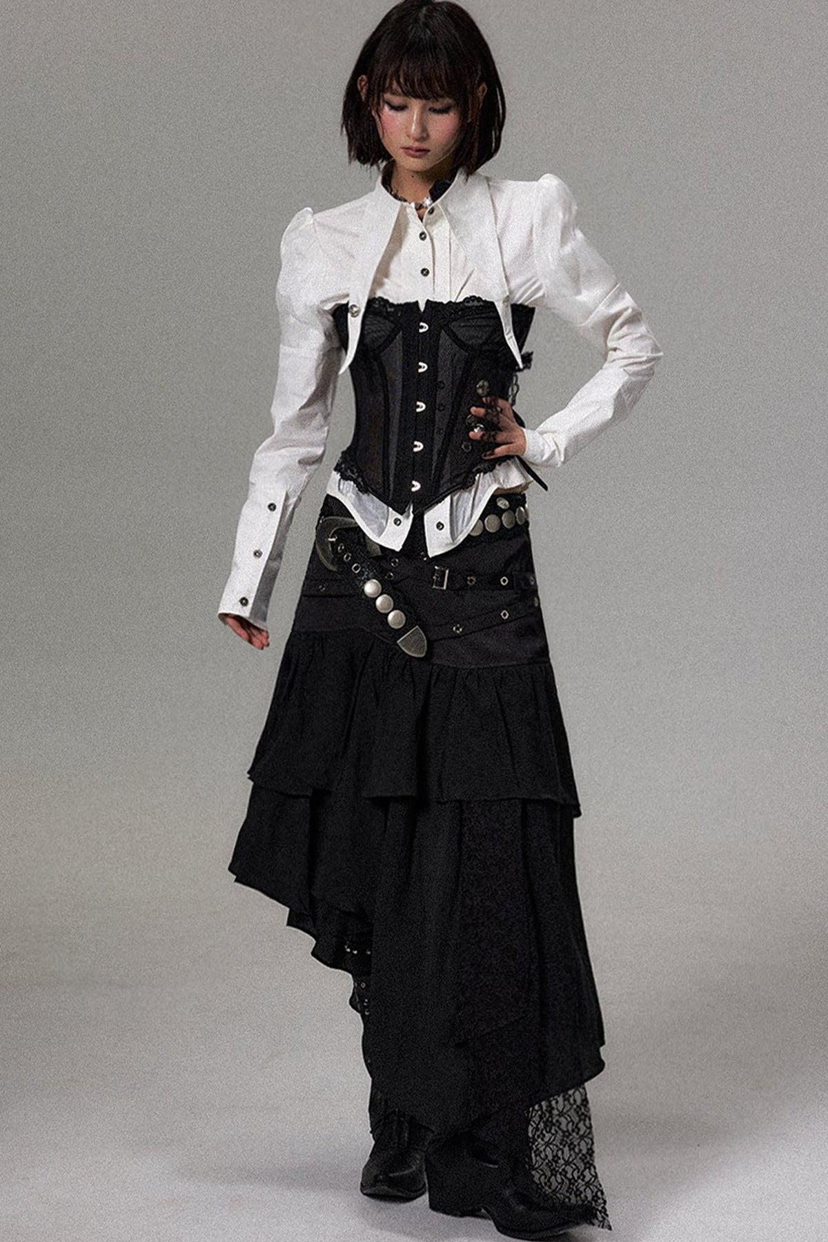 Dark Court Style Mesh Corset Top