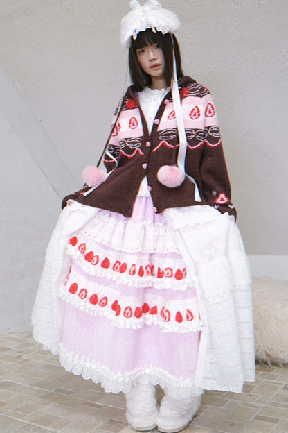 Strawberry Chocolate Fair Isle Cardigan