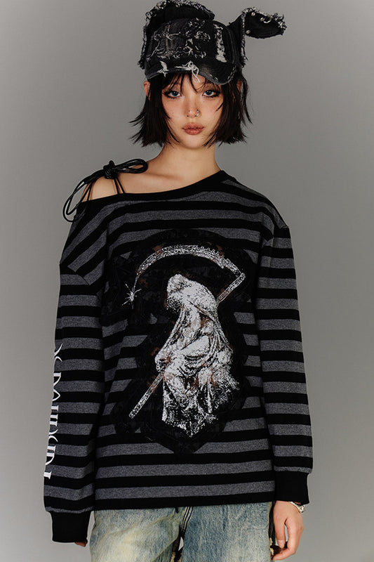 Subculture Off-Shoulder Drawstring T-Shirt