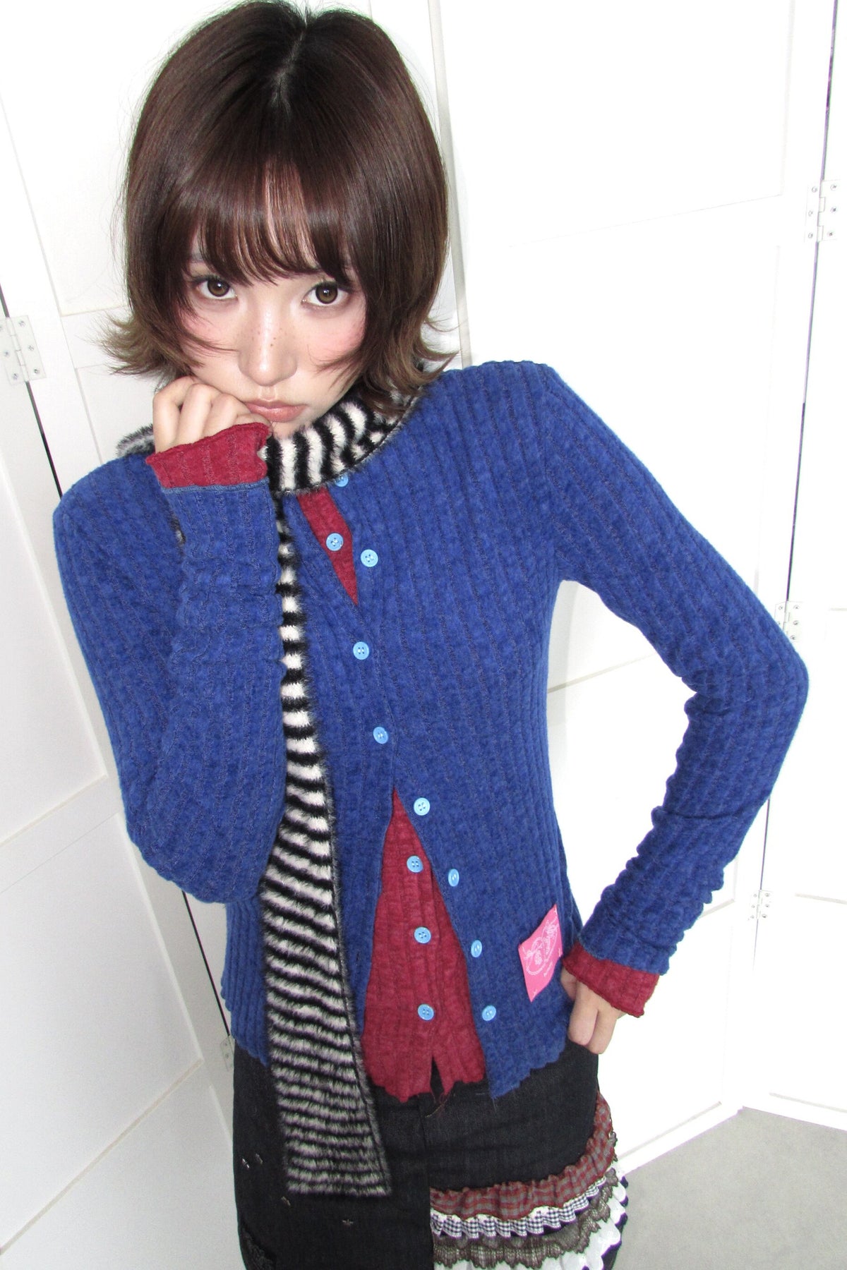 Candy-Colored Ribbed Versatile Button-Up Top