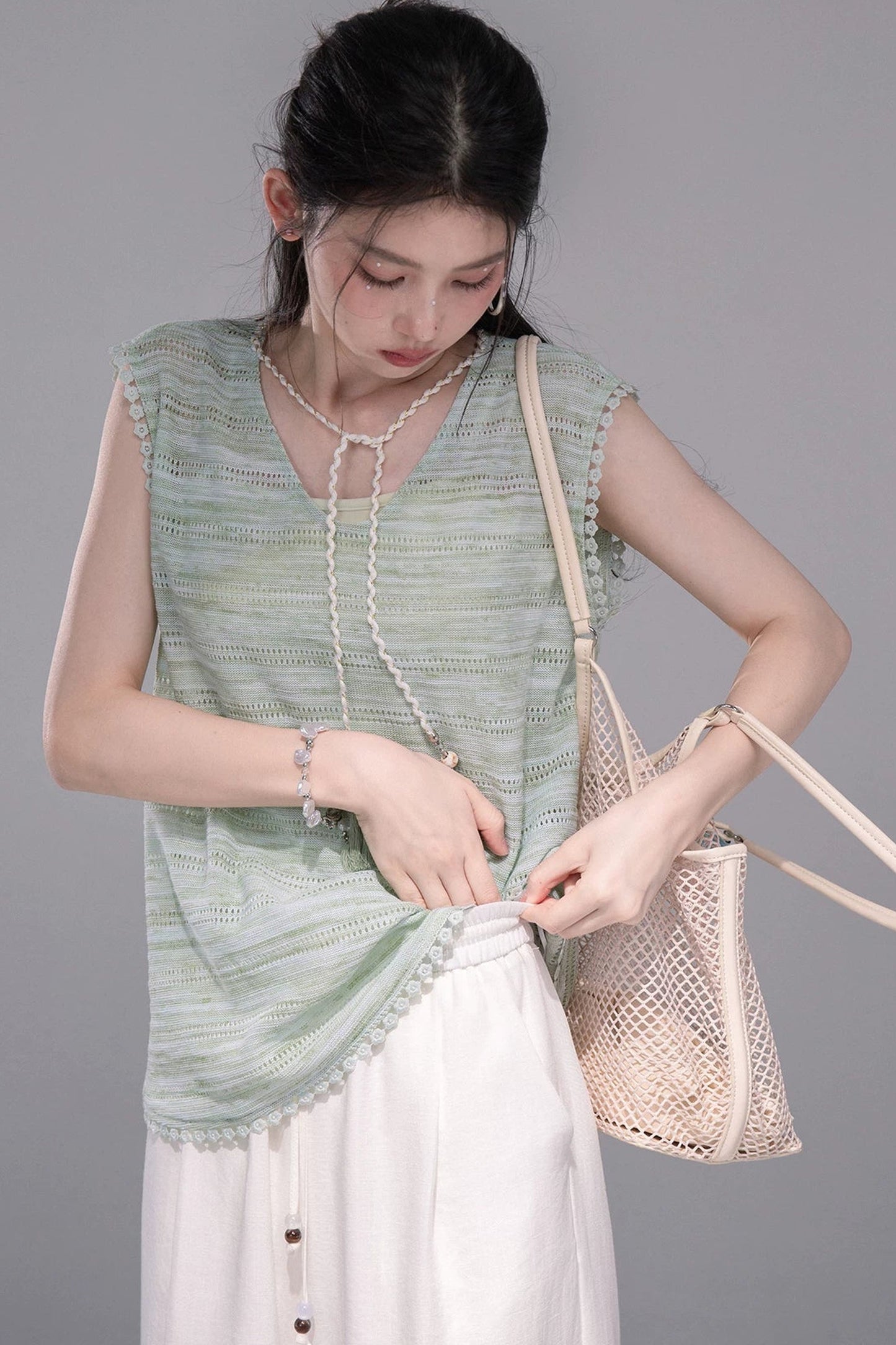 Ice Green Knit Tank Set