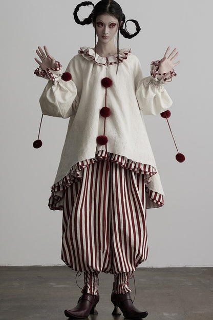 Red White Striped Lace-Up Lantern Pants