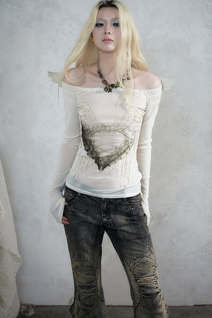 One-Shoulder Backless Velvet Knit Top