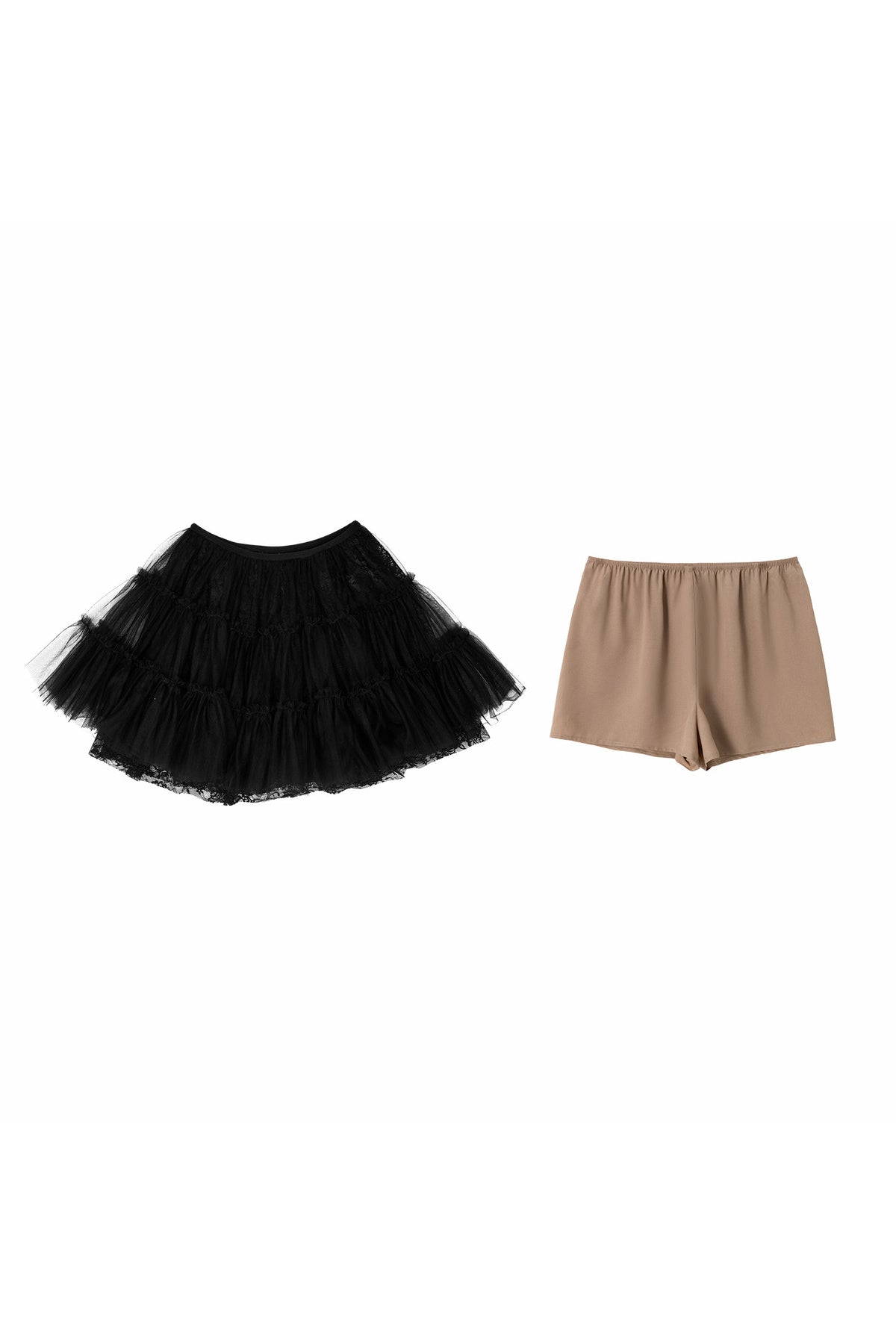 Ensemble jupe plissée taille mi-basse à volants superposés