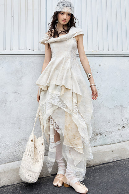 Sculpture-Like Twisted Collar Two-Piece Set-Up