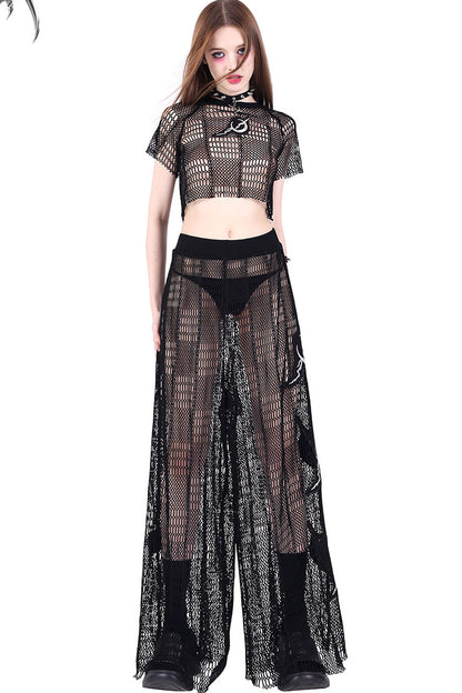 Geometric Mesh Rock Crop T-Shirt