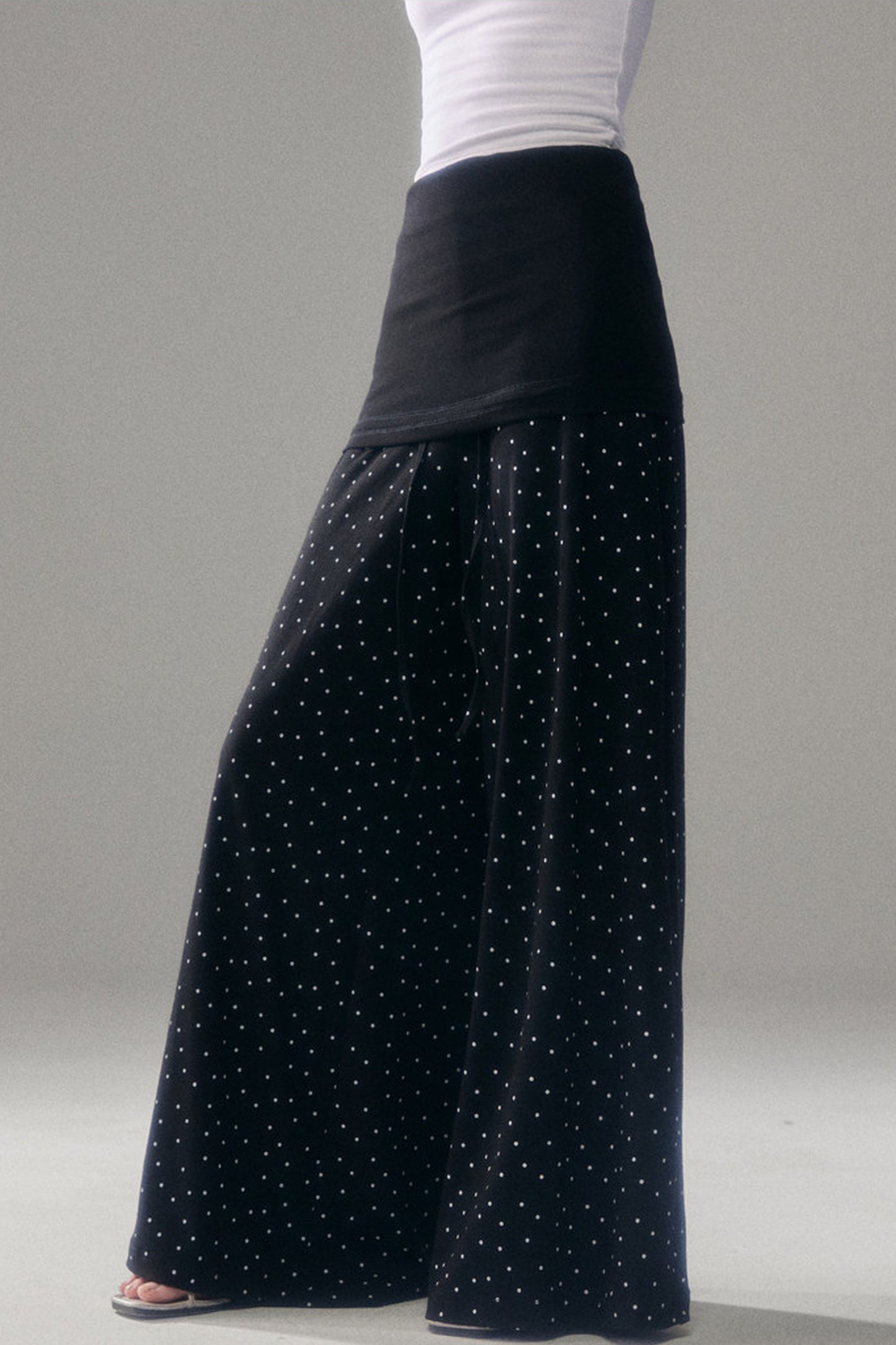 Retro Polka Dot Foldable Strapless Wide Leg Trousers