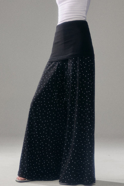 Retro Polka Dot Foldable Strapless Wide Leg Trousers