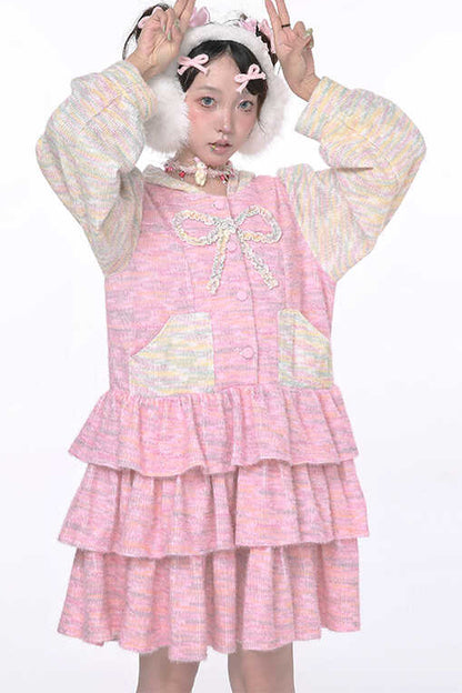 Pinkes Hasenohren-Stufenkleid