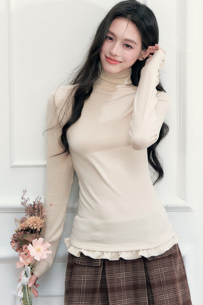 Ruffled Hem Long Sleeve T-Shirt