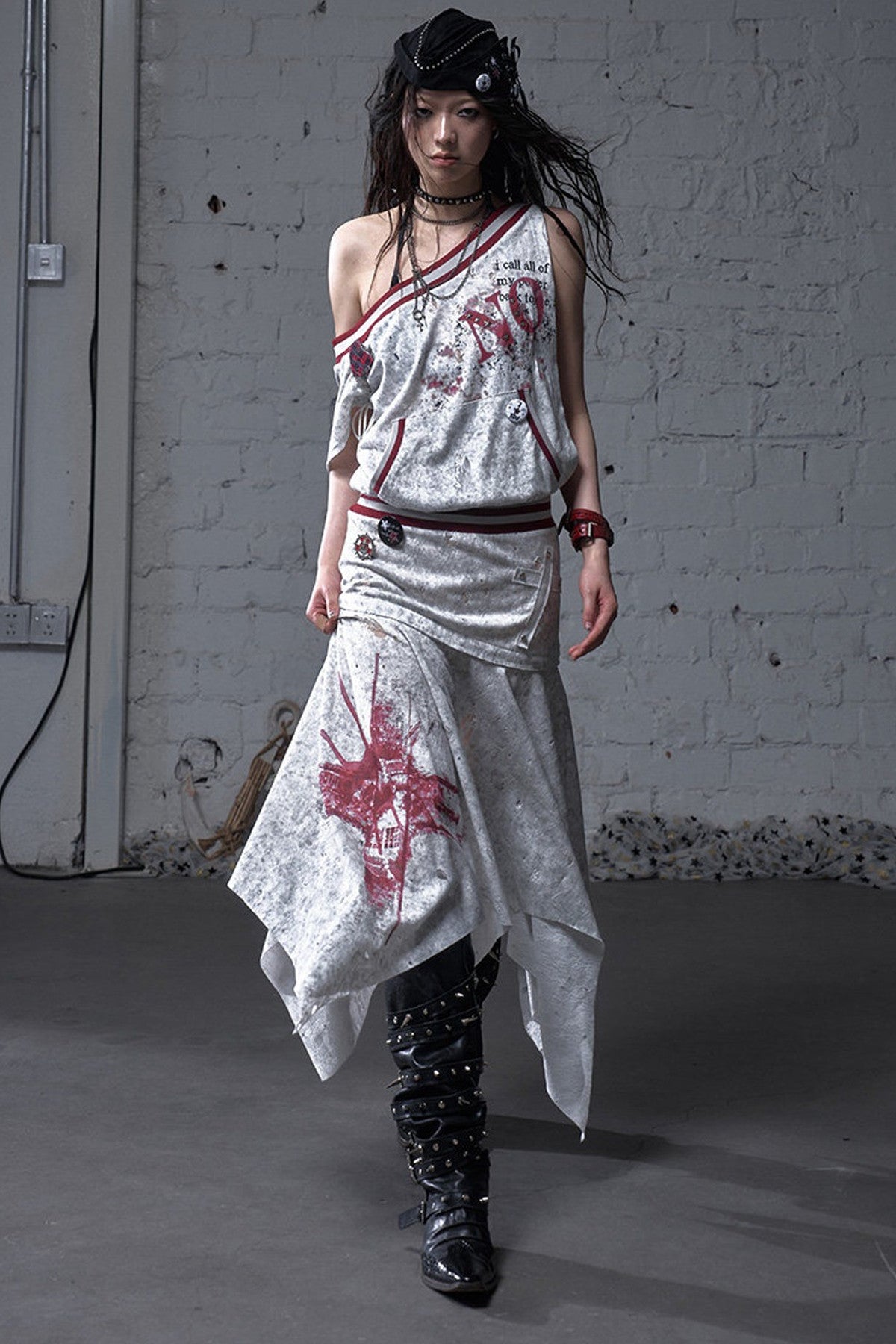 Distressed Punk Sleeveless Dress