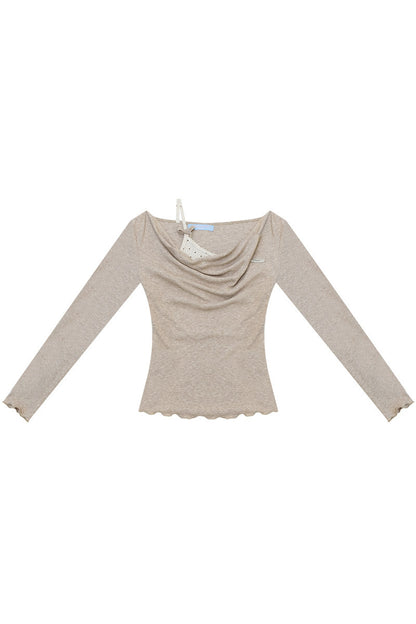 Layered-Look Flutter Collar Knit Top