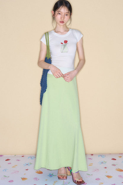 Cotton Blend A-Line Skirt