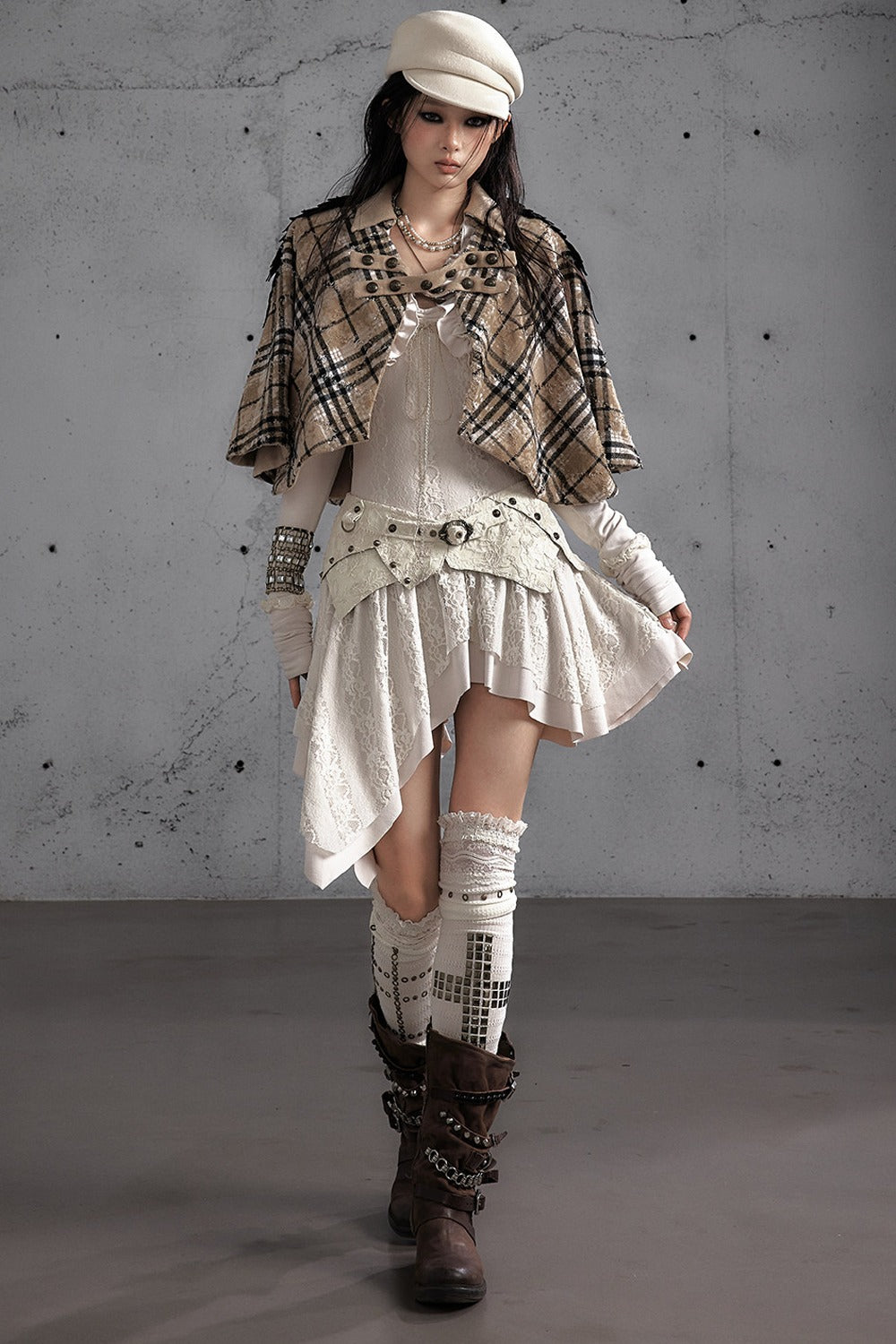 Punk Print Layered-Look Ruffle Irregular Dress