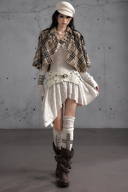 Punk Print Layered-Look Ruffle Irregular Dress