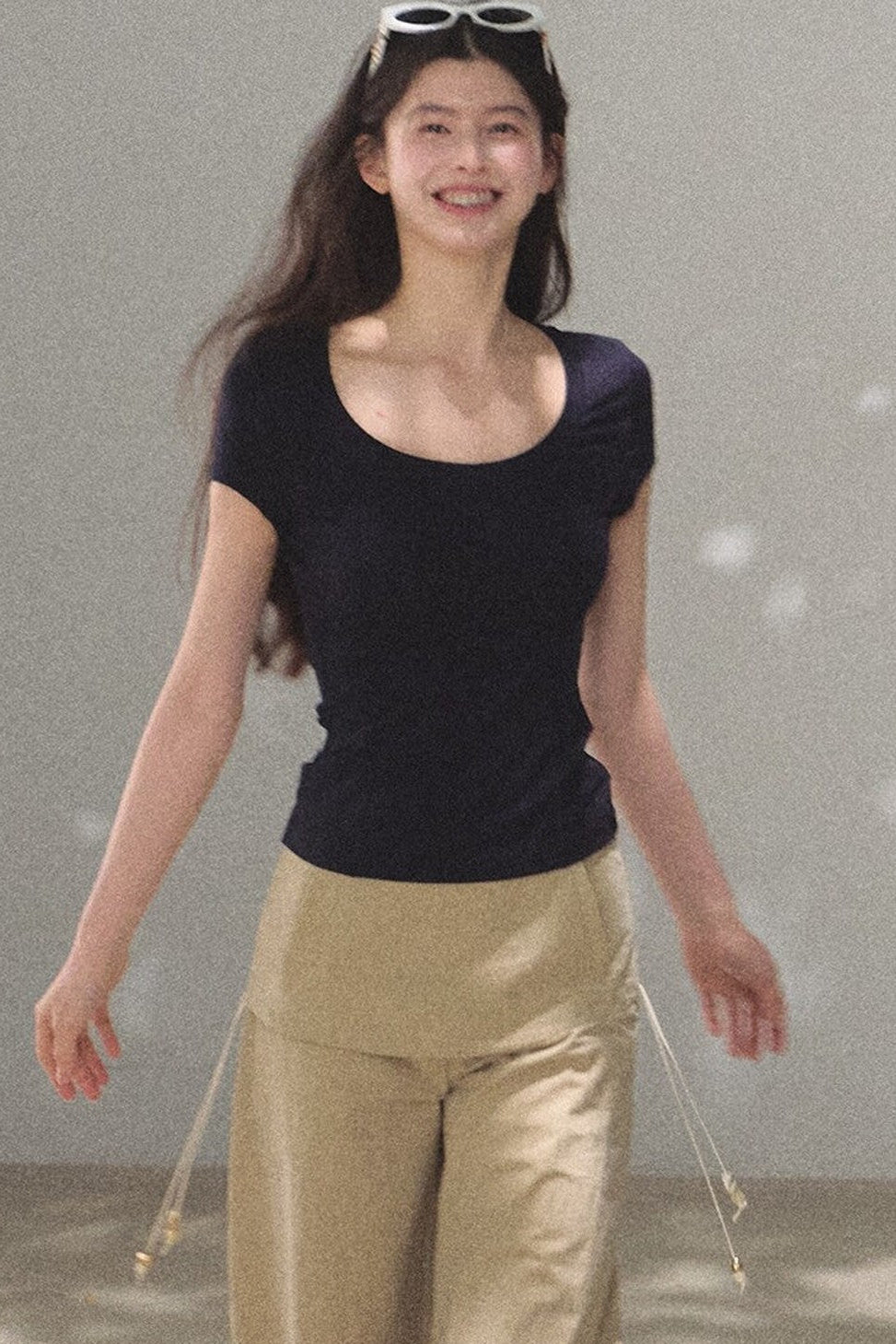 Lyocell V-Neck Short Sleeve Top