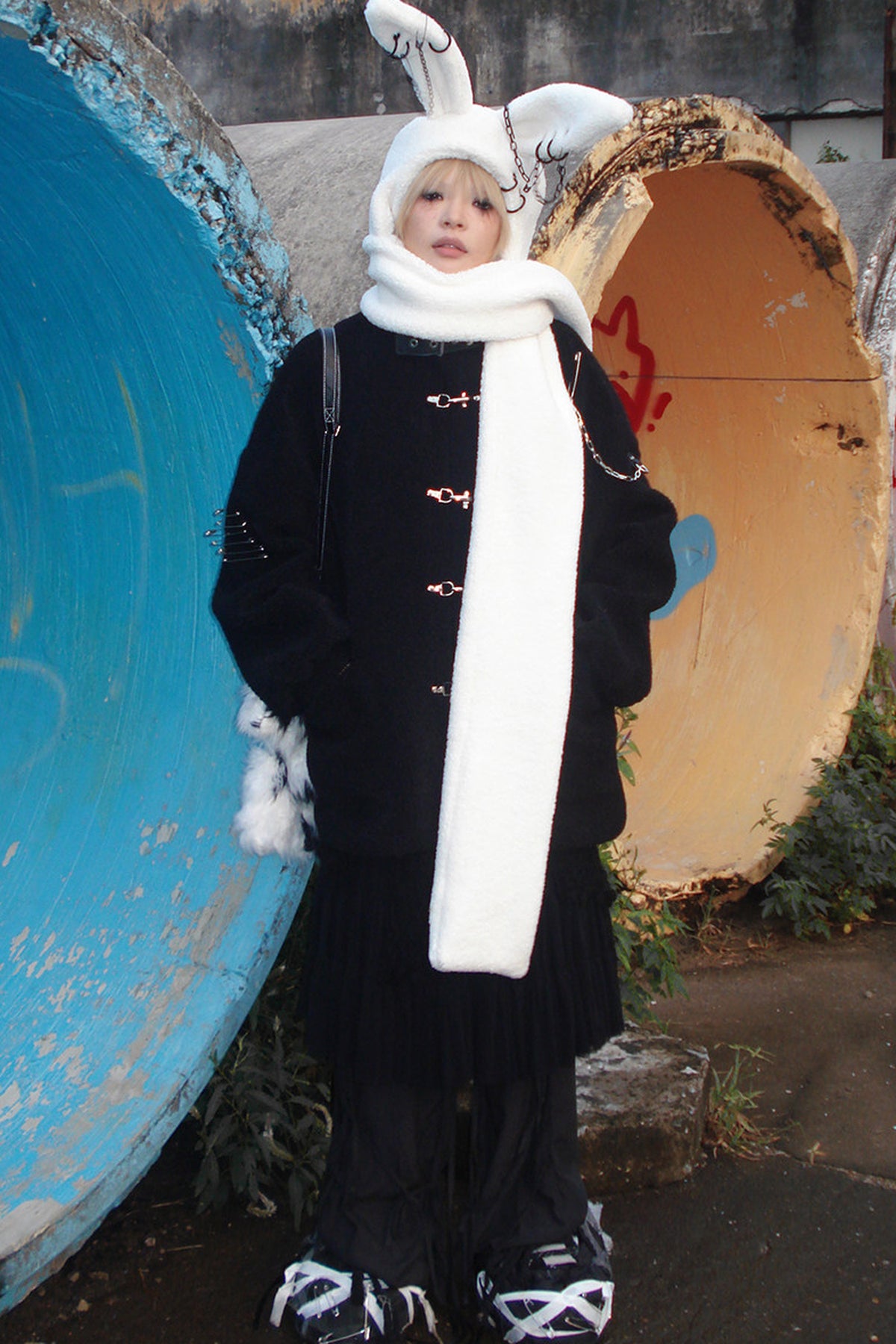 Bunny Ear Hooded Scarf Hat