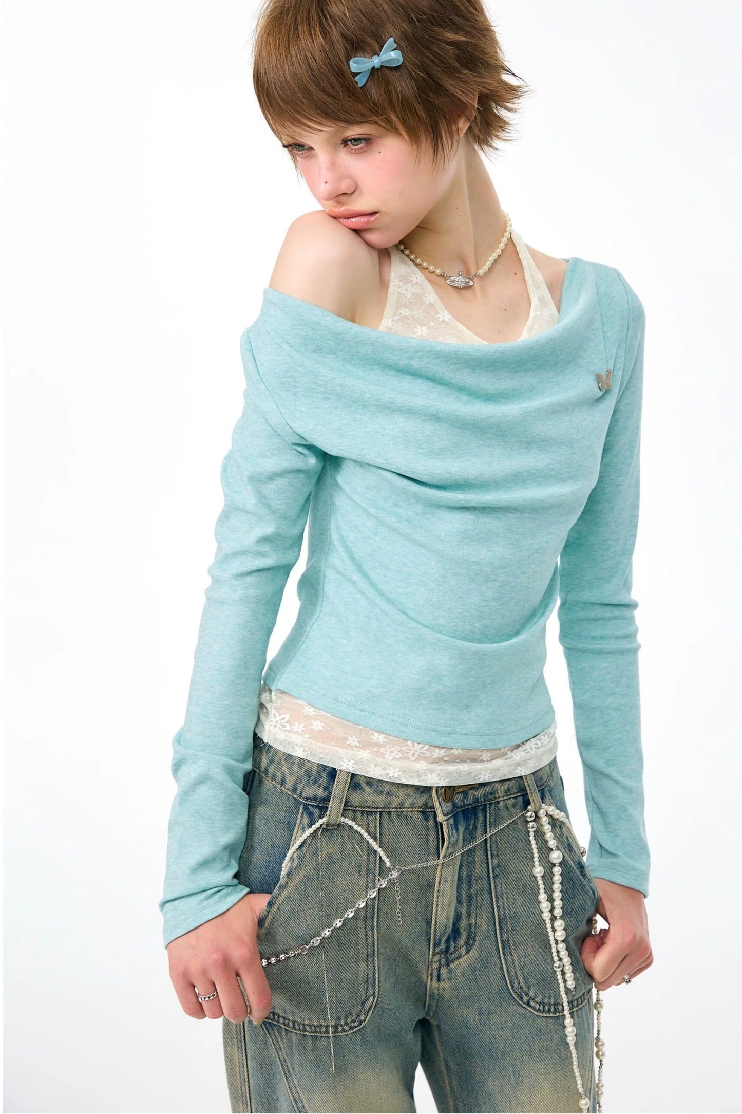 Mist Flutter Knit Top