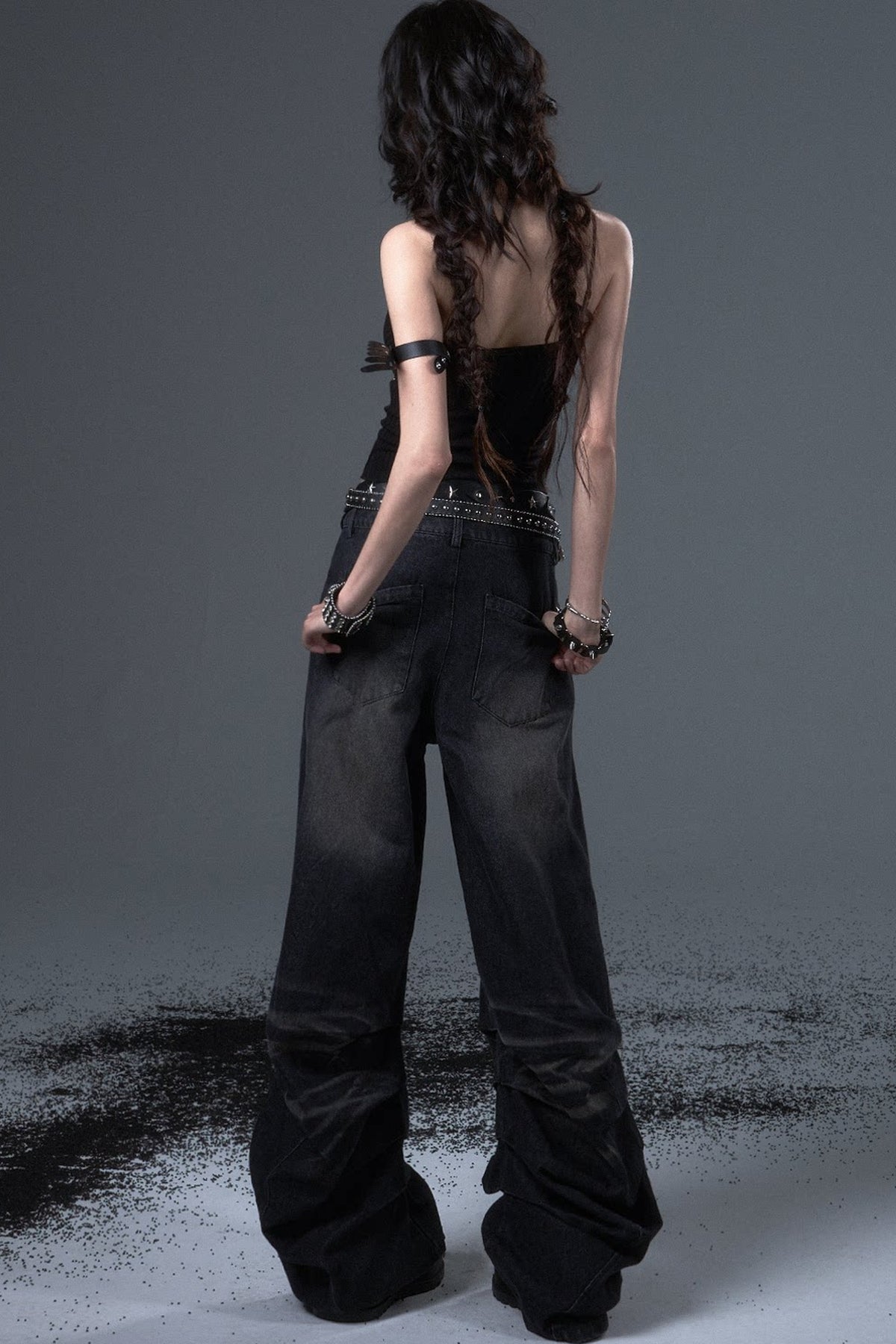 Wide Leg Washed Scimitar Jeans