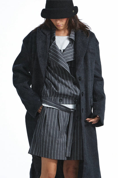Striped Double-Breasted Blazer and Shorts Set-Up