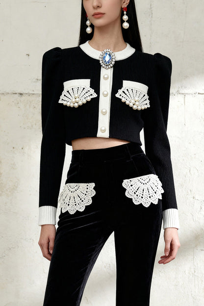 Round Neck Knit Top and Pants Set-Up