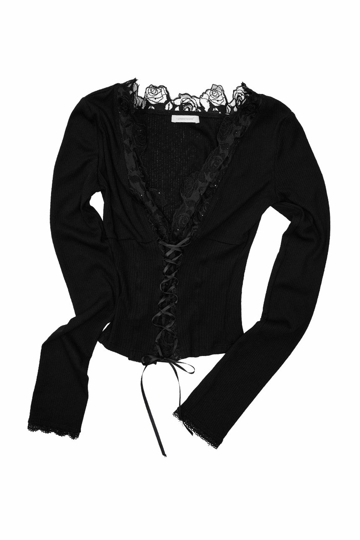 Lace Spliced Long Sleeve Layering Top