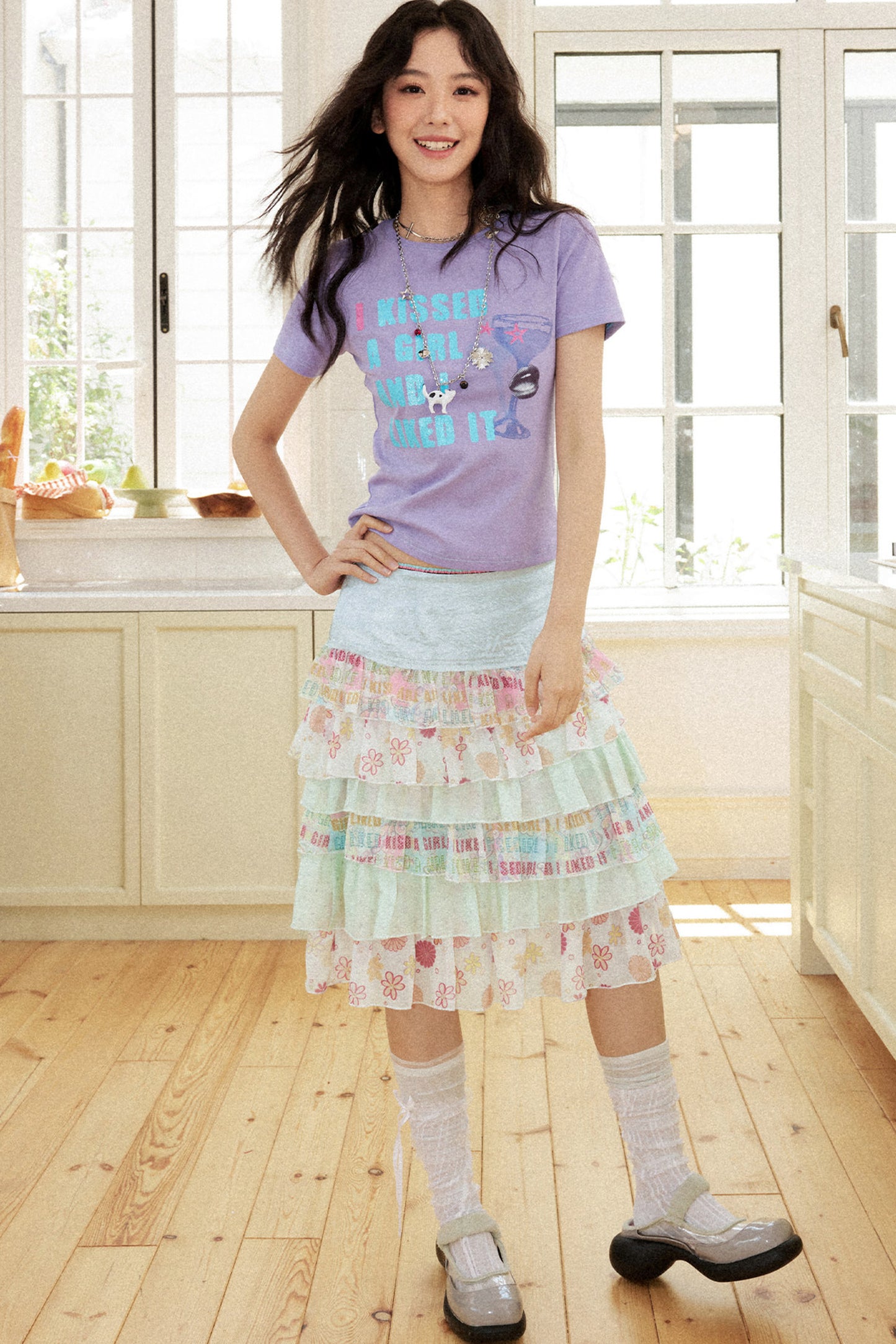 Satin Floral Cake Skirt