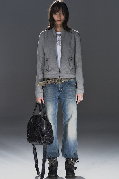 Punk Gray Zipper Jacket