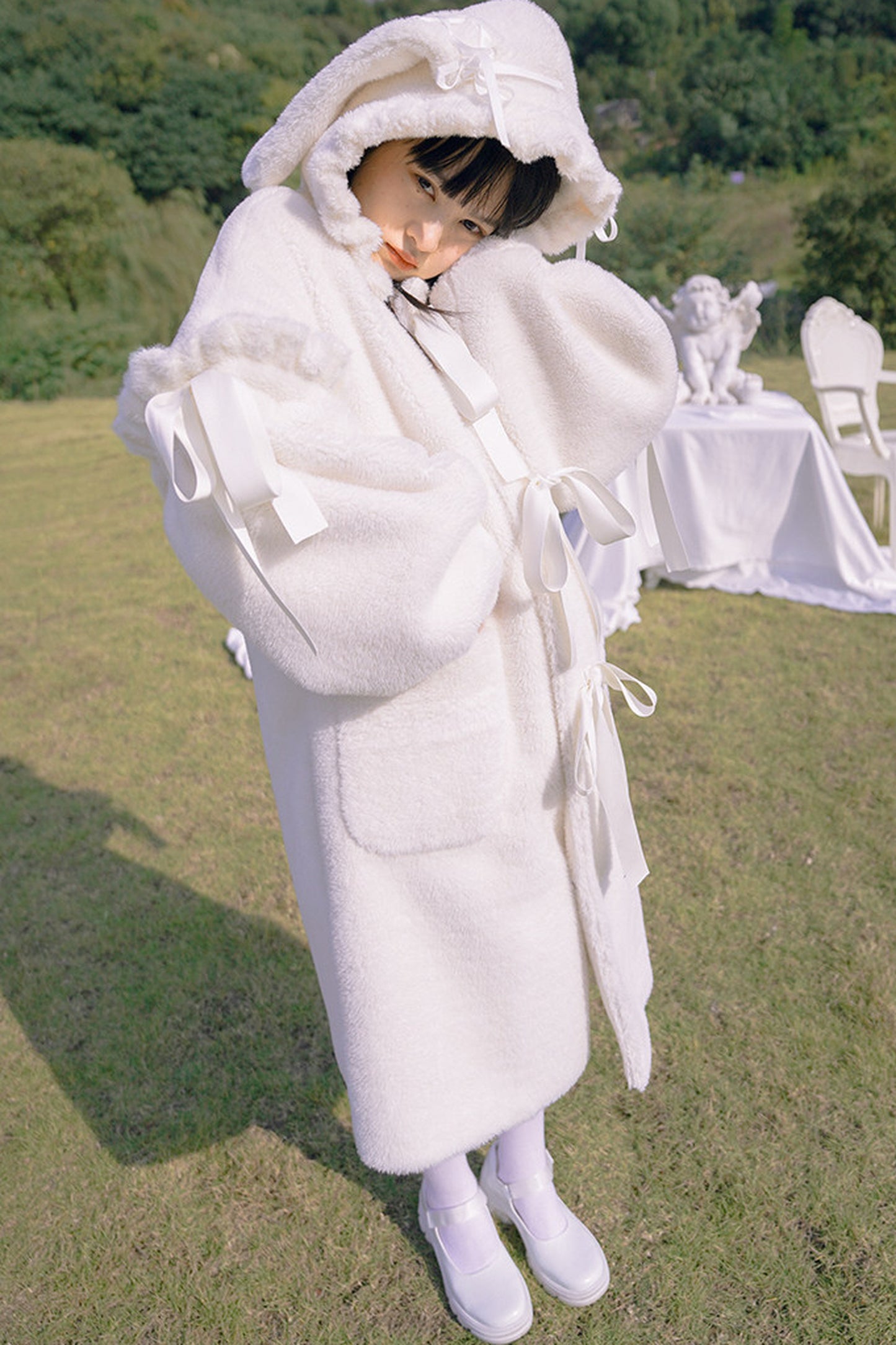 Bunny Ear Fluffy Bow Coat