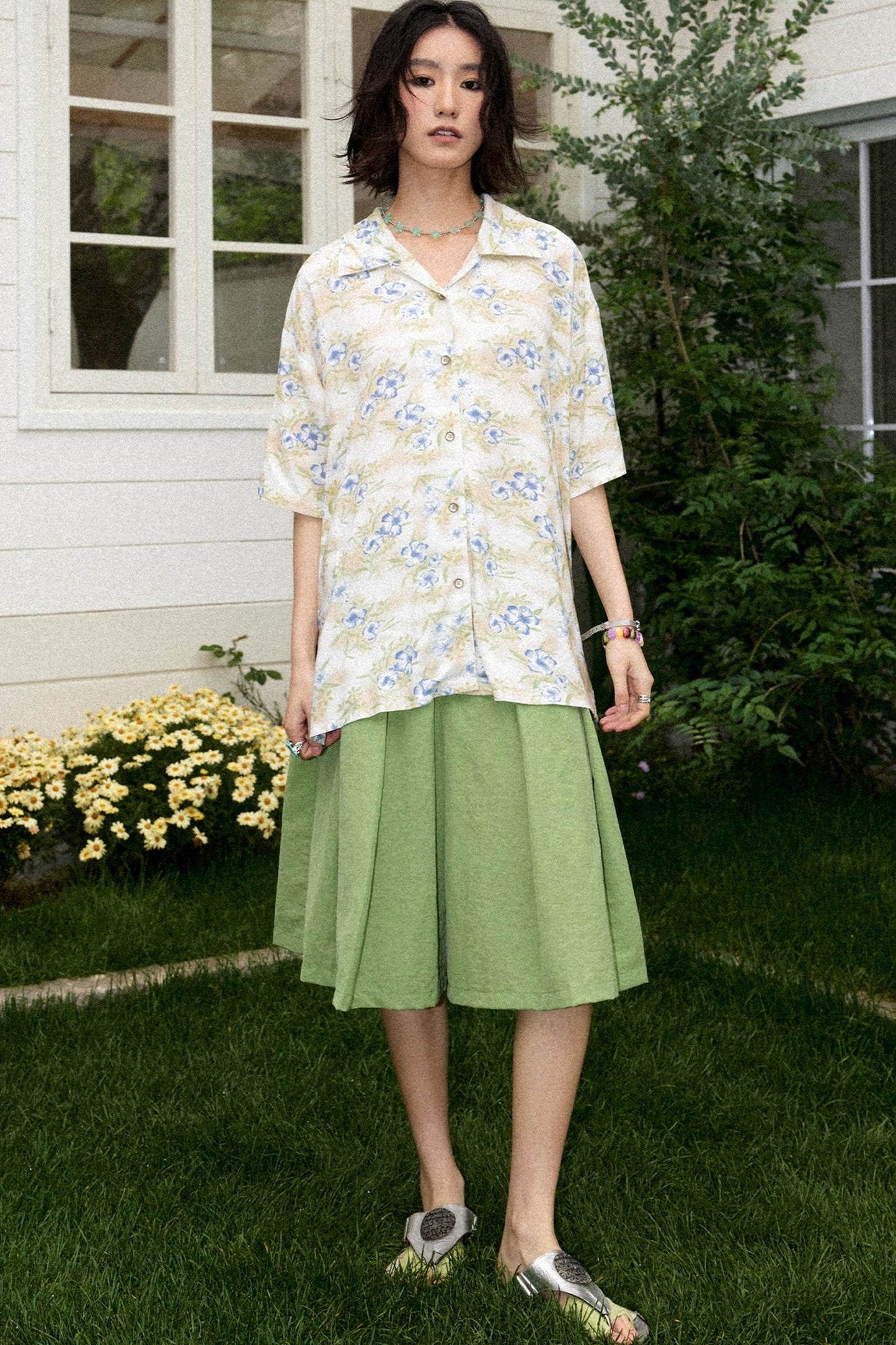 Hawaiian Contrast Print Blouse