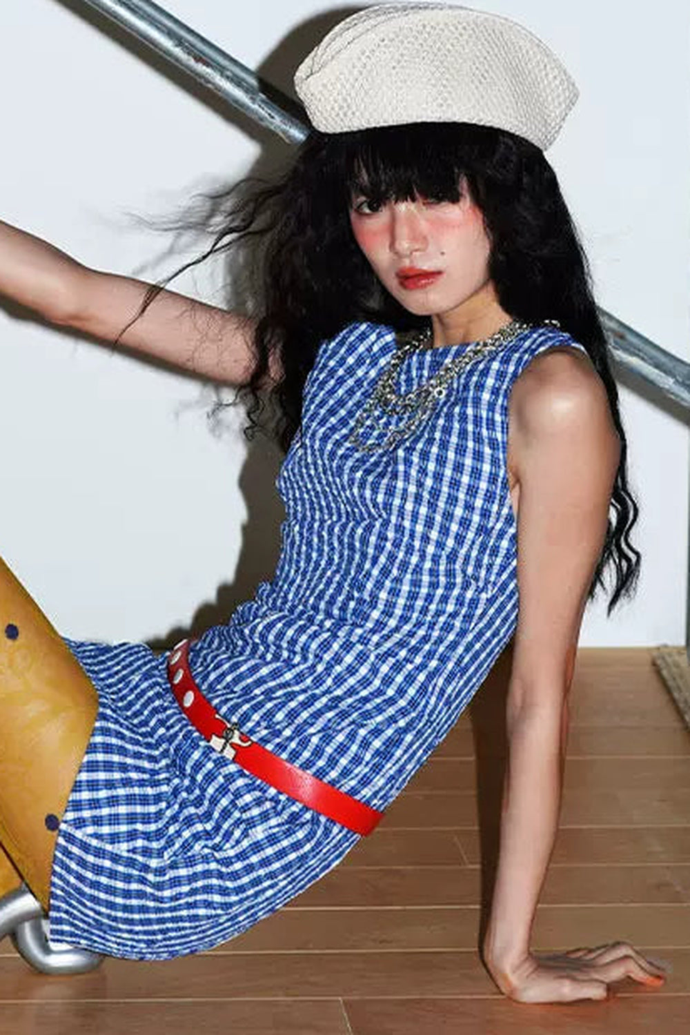 Retro Plaid Asymmetrical Dress