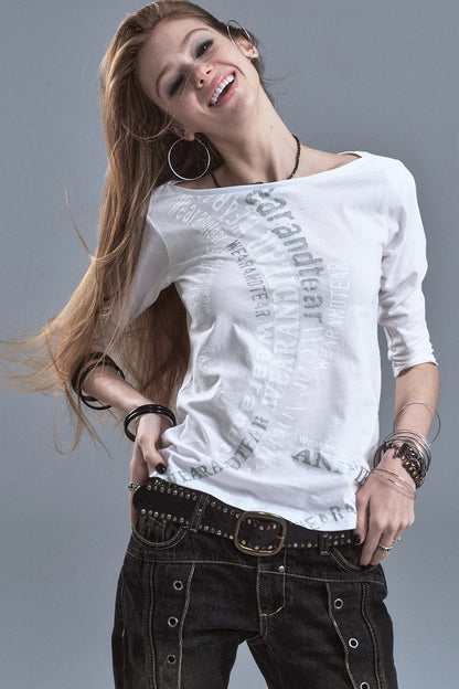 Off-Shoulder Long Sleeve T-Shirt