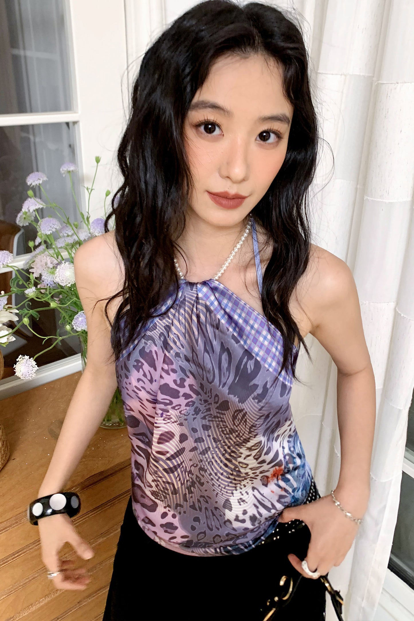 Floral Satin Silk Scarf