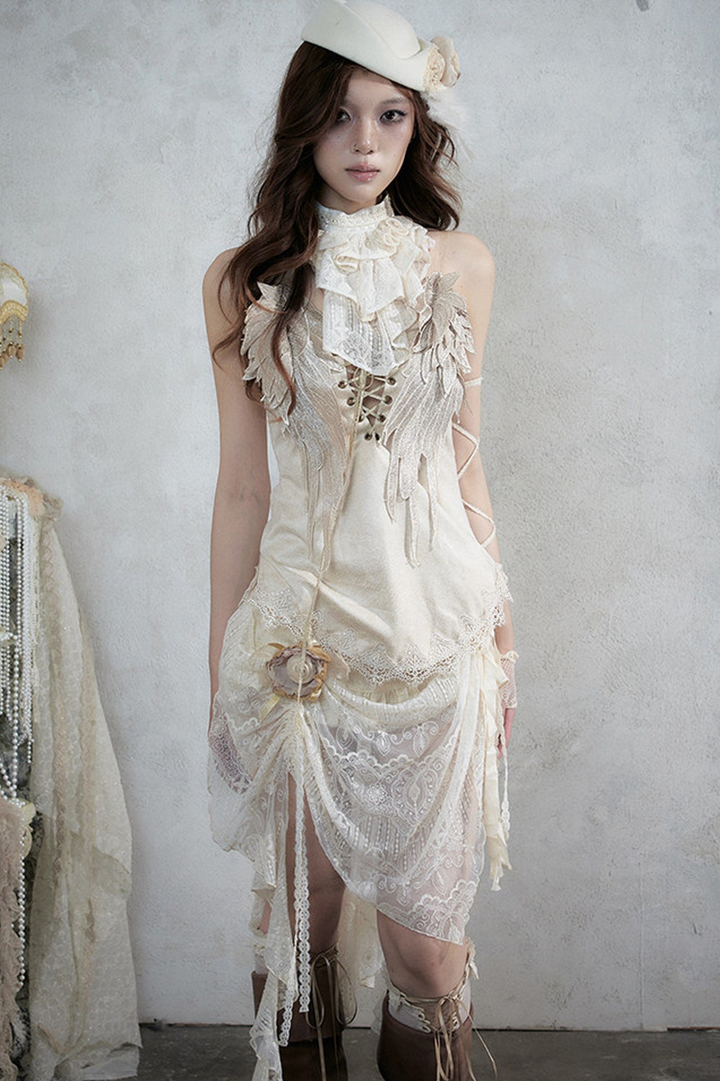 Retro Suede Embroidered Bustier Vest