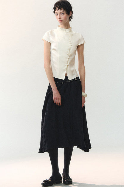 Plain Satin Embroidered Shirt