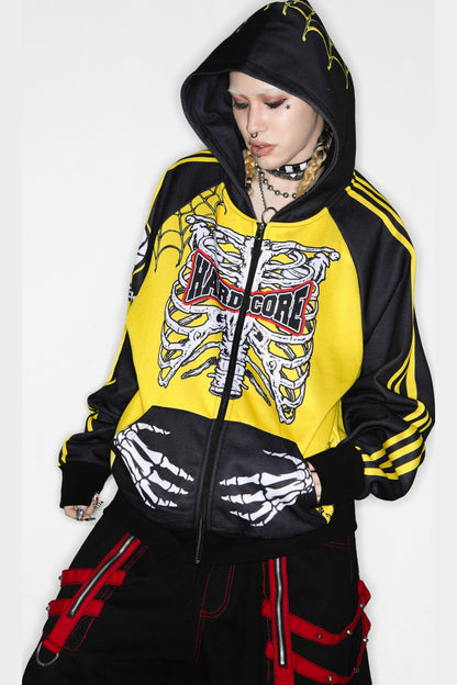 Skeleton Ribcage Hooded Zipper Jacket