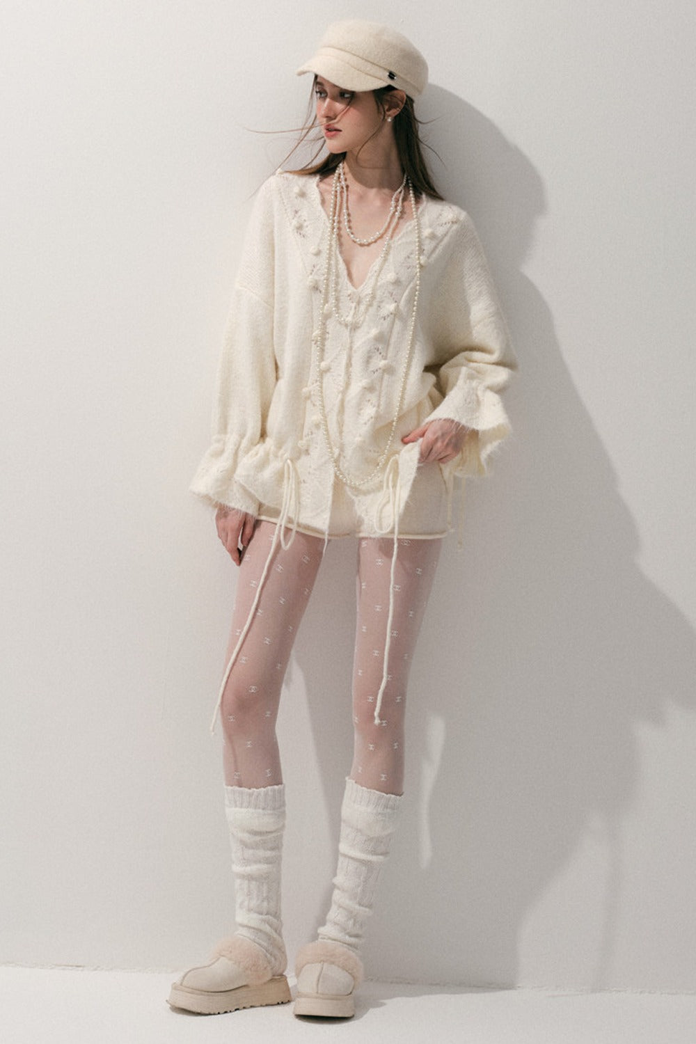 Loose Crochet V-Neck Cardigan
