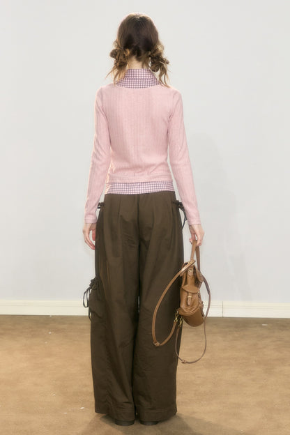 High-Waisted Pocket Workwear Wide-Leg Pants