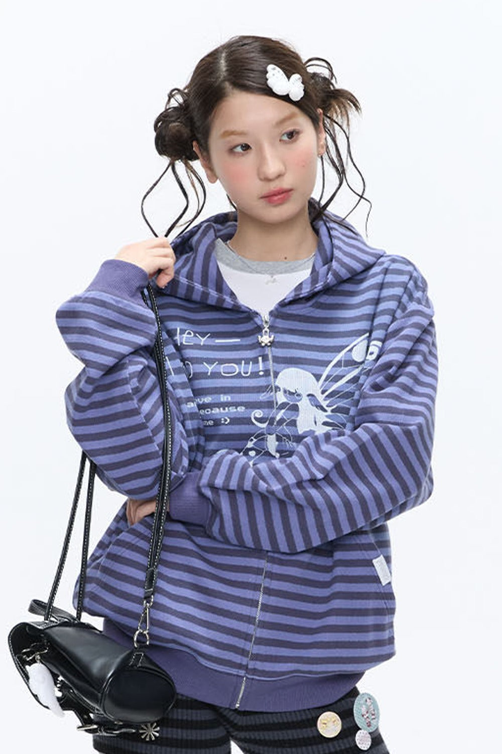 Butterfly Striped Zip Hoodie