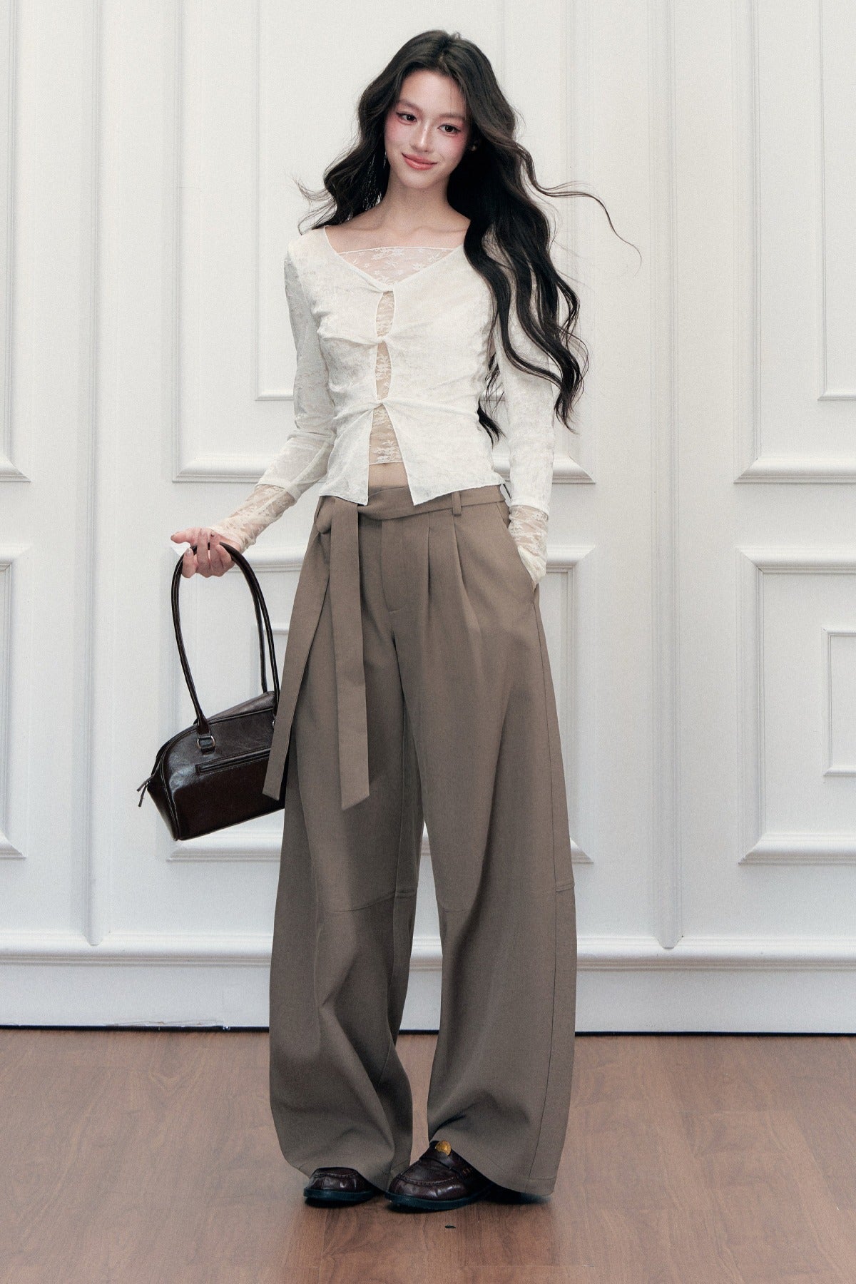 Tie-Belt Wide-Leg Pants
