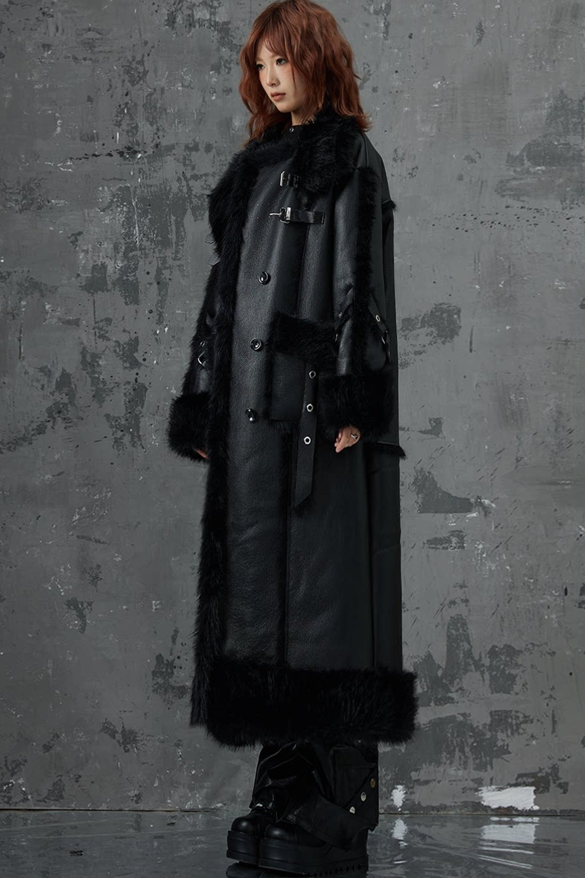 Dark Punk Heavy Industry Faux Fur Coat