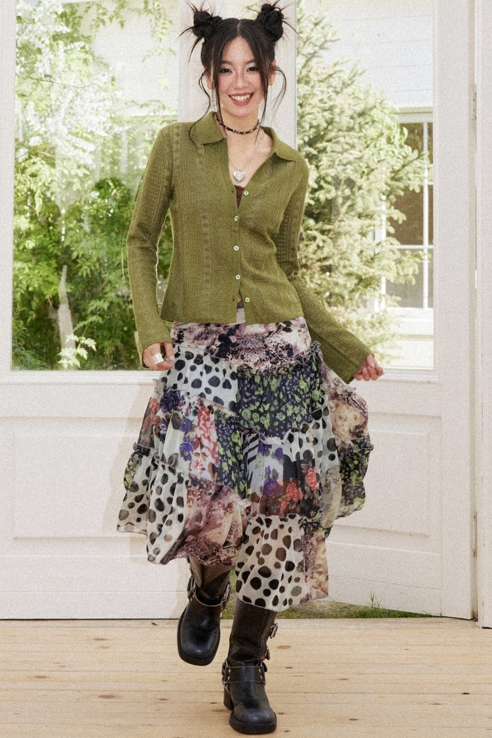 Vintage Floral Patchwork Irregular Skirt