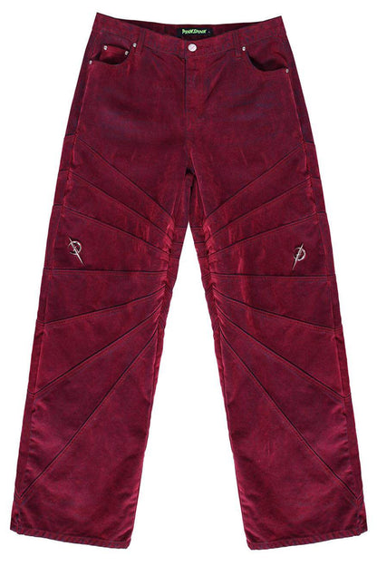 Red Ray Structure Velvet Loose Fit Jeans