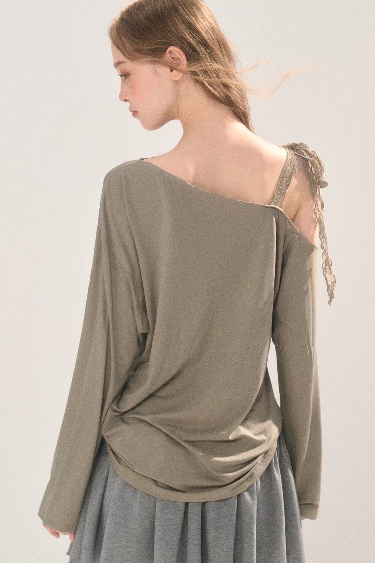 Asymmetrical Lace Shoulder Top