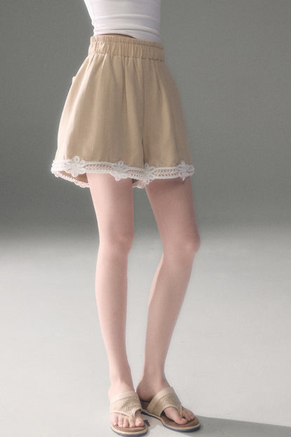 Three-Dimensional Rope Embroidery Floral Tencel Vest and Shorts Set-Up