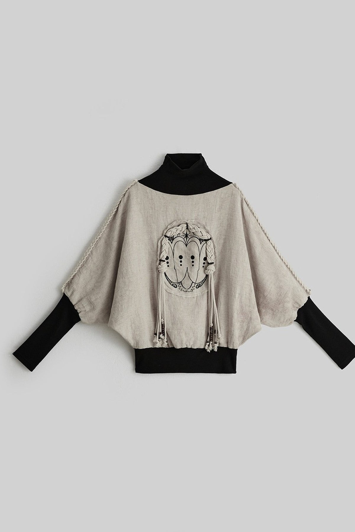 Loose-Fit High-Neck Batwing Sweatshirt