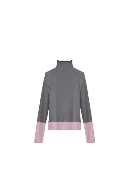 Wool Blend Color-Block Knit Top